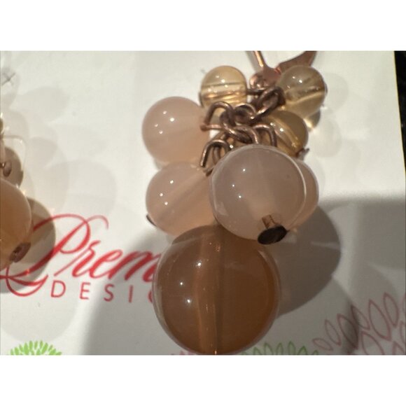 Premier Designs Light Pink Gold Cluster Bead Earrings Dangle 1.5" NEW - Picture 4 of 9